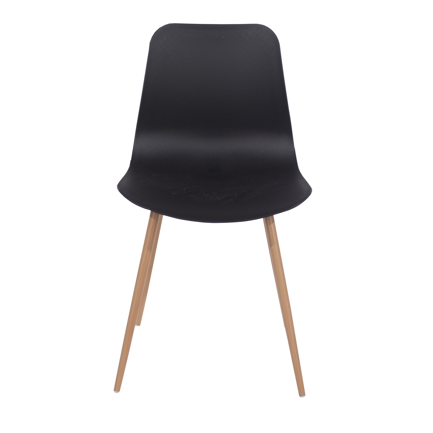 Black Plastic Chair Wood Effect Metal, Black Plastic Chair With Wood Legs